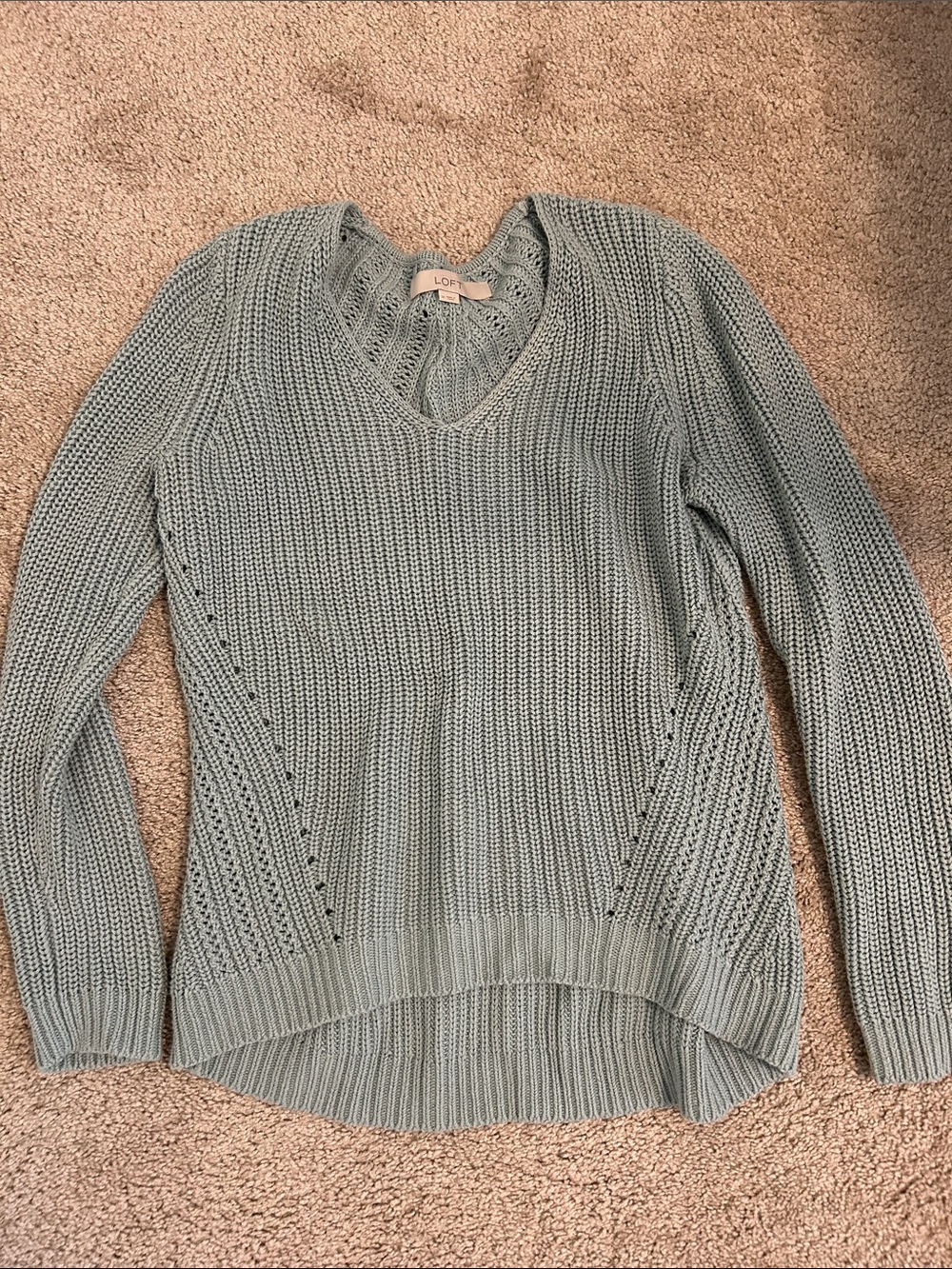 V-Neck Lightweight Cotton Knit Sweater in Sage Green